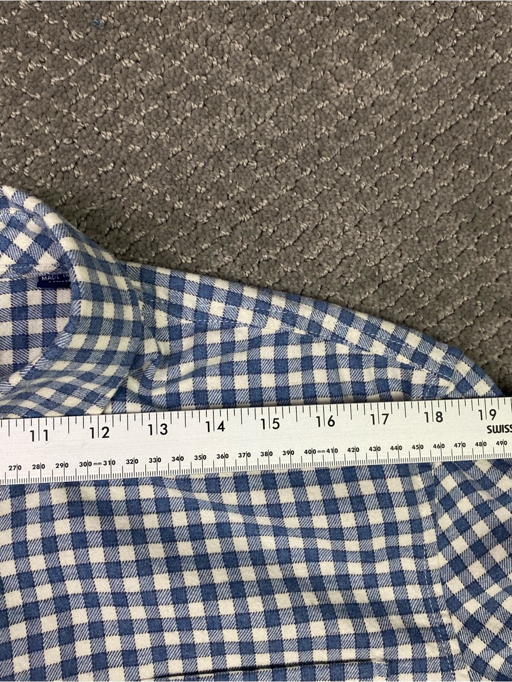 johnnie-O Flannel Shirt Mens Medium Blue White Gingham Check Hyat Hangin' Out - Picture 11 of 13